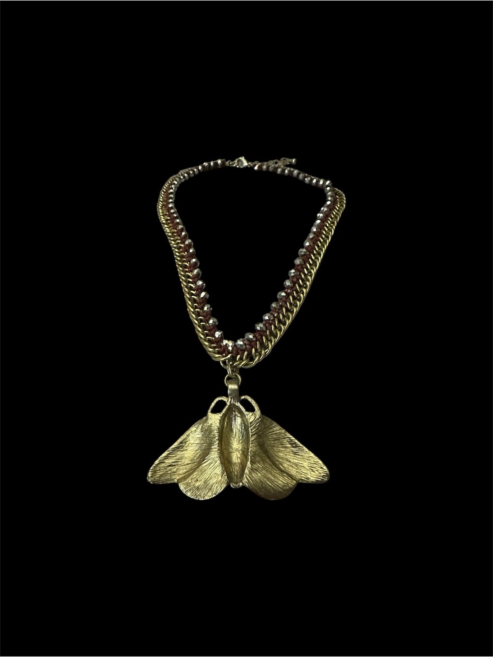 Very Rare Vintage Betsey Johnson Moth Pendant Necklace - Picture 3 of 4